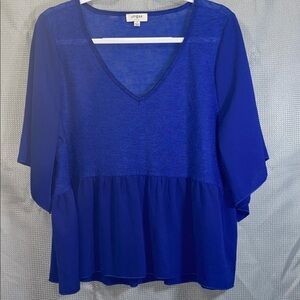 Umgee Women's Royal Blue Peplum Blouse